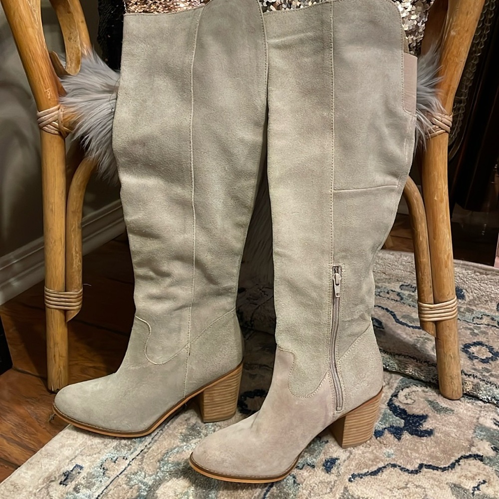Reposh Suede boot. 19inch length. 3 inch stacked heel. NWOT